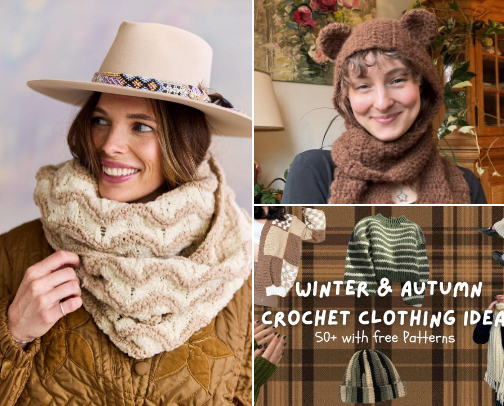 Best Crochet Winter & Autumn Outfits for Women to Stay Warm, Stylish, and Protected from Cold and Wind❄️🏂🍁 🍂 cover photo collage