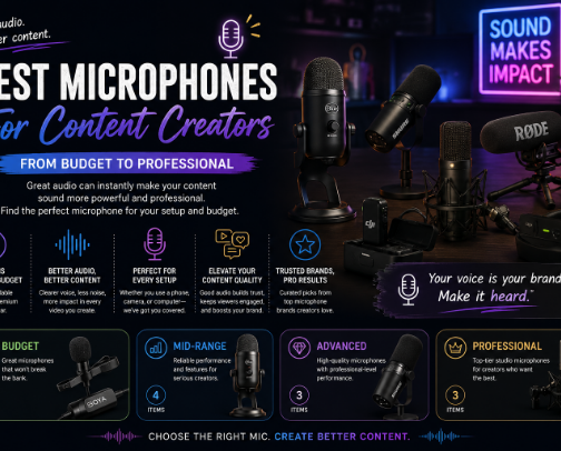 🎤 Best Microphones for Content Creators (Budget to Pro) cover photo collage