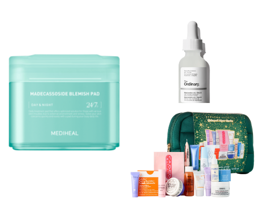 skincare products cover photo collage