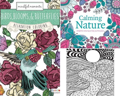 Coloring books for adults and kids cover photo collage