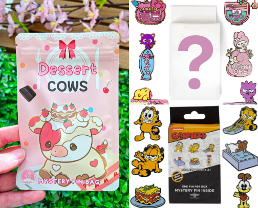 Mystery Enamel Pins for when you need a SUPRISE!! 🎁🎉 cover photo collage
