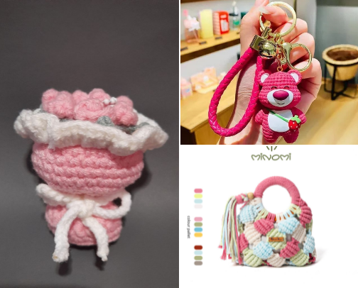 Crocheted bags and accessories cover photo collage