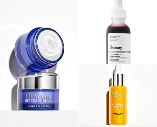 Skincare products - Olay & The Ordinary cover photo collage