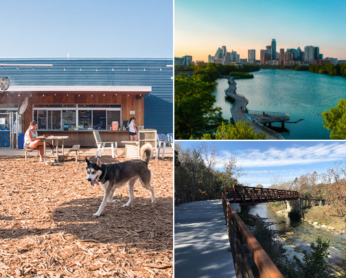 Paw‑approved parks, trails, and patios for the perfect Central Texas adventure.🐾 cover photo collage