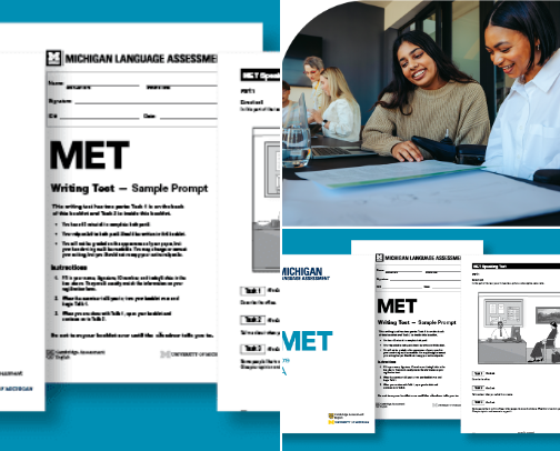 Read Free - Michigan English Test Listening and Speaking Study Guide: MET Test Idioms, Exercises, and Practice Tests resources cover photo collage