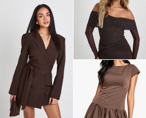 Rich Chocolate Brown Wedding Guest Dresses for Summer Weddings cover photo collage