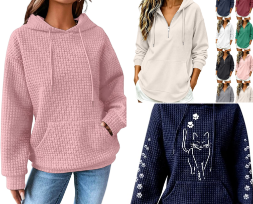 Top 10 Women's Waffle Hoodies cover photo collage