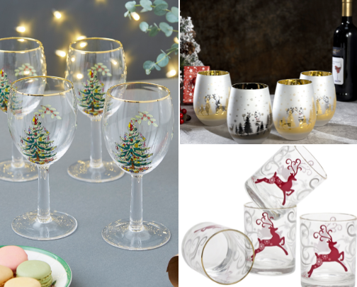 Christmas Glassware | Christmas Cocktail Cups cover photo collage