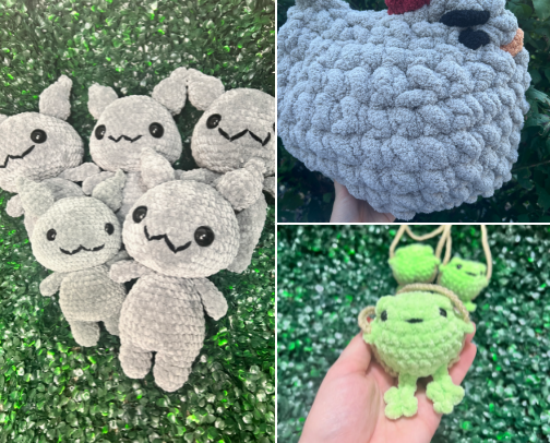 Crochet plushies cover photo collage