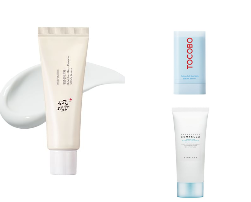 My all time favourite Korean sunscreens 🧴 - no white cast cover photo collage