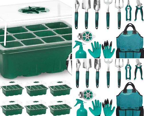 Gardening tools cover photo collage