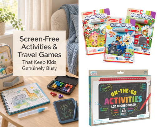 Screen-Free Activities & Travel Games That Keep Kids Genuinely Busy cover photo collage