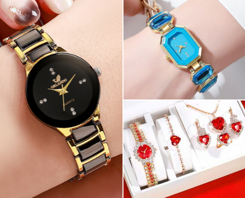 Luxurious watches for Ladies cover photo collage
