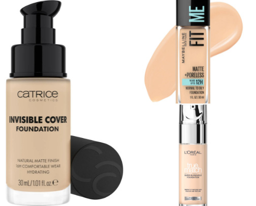 Low budget makeup products cover photo collage