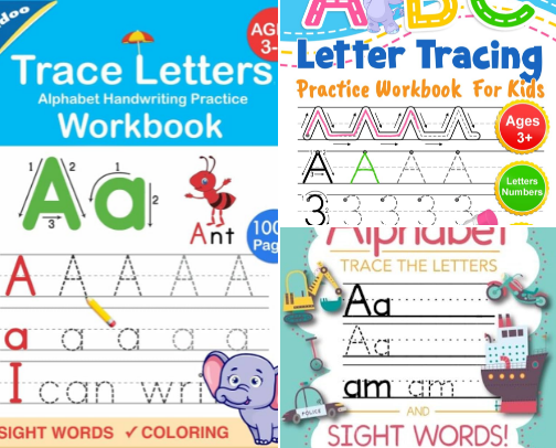 Free PDF - Engaging practice with Trace Letters: Alphabet Handwriting Practice workbook for kids: Preschool writing Workbook with Sight words for Pre K, Kindergarten and Kids Ages 3-5. ... Words & Math for Preschool & Kindergarten) cover photo collage