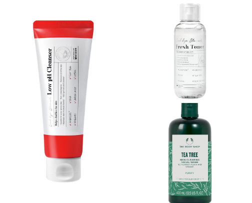 Essential acne products who has acne🌿 cover photo collage