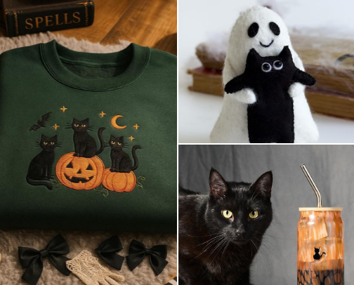 Spooky Black Cats: an iconic Halloween Charm. cover photo collage