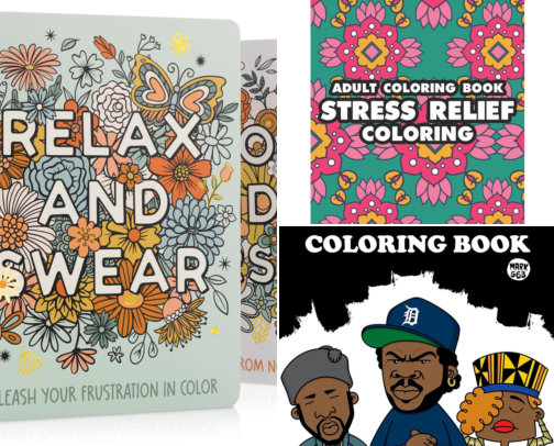 THE BEST COLORING BOOKS FOR ADULTS cover photo collage