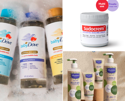 baby's skincare 👶🫧🛁 cover photo collage