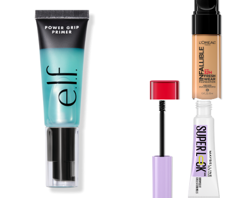 Drugstore must haves, makeup cover photo collage