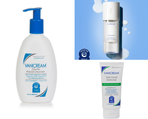 sensitive & acne prone skincare cover photo collage