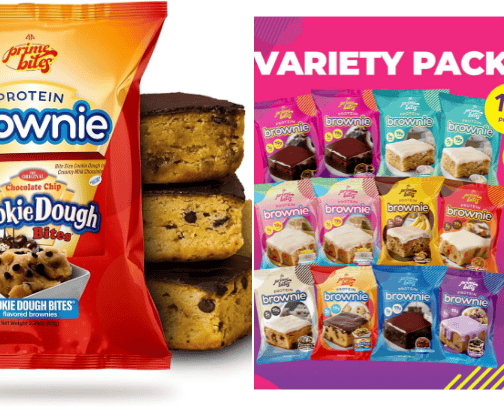 Prime Bites Protein Brownies cover photo collage