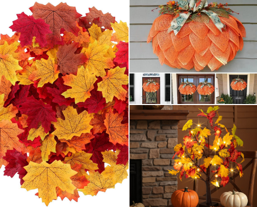 Fall Season Home and Outdoor Decorations. cover photo collage