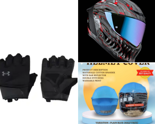 Motorcycle/vehicle accessories and stuffs cover photo collage