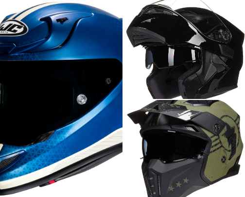 All kinds of helmet for sing motor cover photo collage
