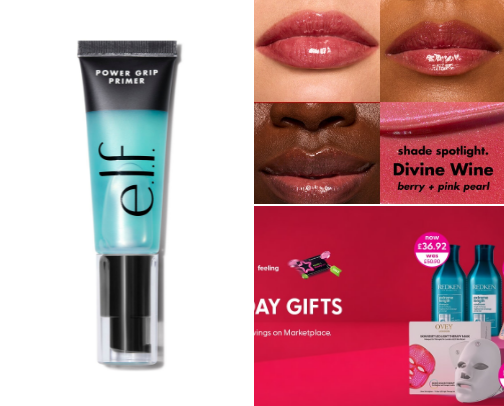 MakeUp products. cover photo collage