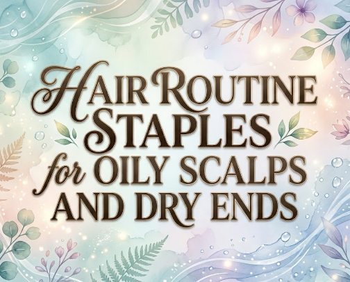 Hair Routine Staples for Oily Scalps and Dry Ends cover photo collage