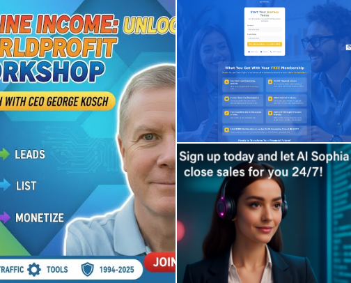 🔥 Looking for a complete online business membership that actually gives you what you need to succeed?  Welcome to **Worldprofit Membership** — your gateway to professional tools, traffic systems, and step-by-step training backed by over 30 years of online business experience.  Here’s what you get as a Worldprofit Member:  • 🚀 **Traffic Tools Included** — promote any website or program   • 🤖 **AI Sophia Access** — automated chat + voice follow-up systems   • 🎯 **Training & Workshops** — beginner to advanced lessons included   • 💻 **Pre-Built Pages & Resources** — no tech stress   • 💰 **Multiple Income Streams** — earn commissions from one account   • 👥 **Community & Support** — never build alone    Whether you’re just starting out or ready to scale, this membership puts everything under one roof — tools, traffic, automation, and guidance.  Get details below and activate your Worldprofit Membership today...  ==> biz.revenuesplus.com/?rd=bc9J8iud  P.S. 💼 Worldprofit has helped entrepreneurs worldwide since 1994 — this membership is your foundation for long-term online success.    Yours In Success, Ronald Tate  Webmaster biz.revenuesplus.com cover photo collage
