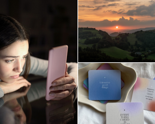 The Happiness Blueprint: Small Habits for a Joyful Life cover photo collage