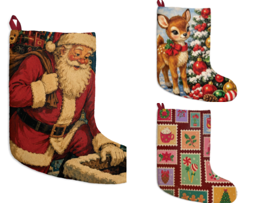 Vintage Christmas Stockings | Red, Retro & Traditional Holiday Stockings cover photo collage