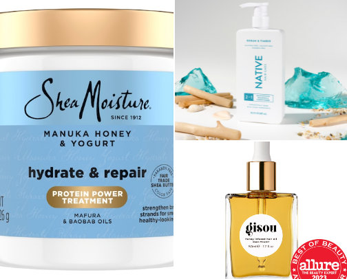 Hair care products cover photo collage