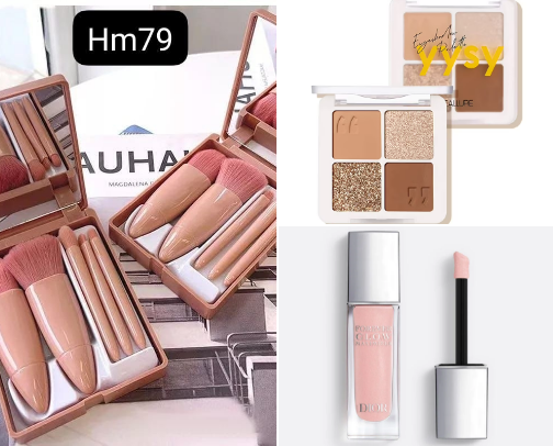 Various fixtures for making makeup cover photo collage