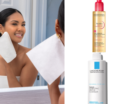 Essential skincare products cover photo collage