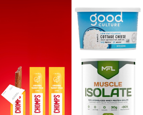 High Protein Foods and Snacks I Keep Buying cover photo collage