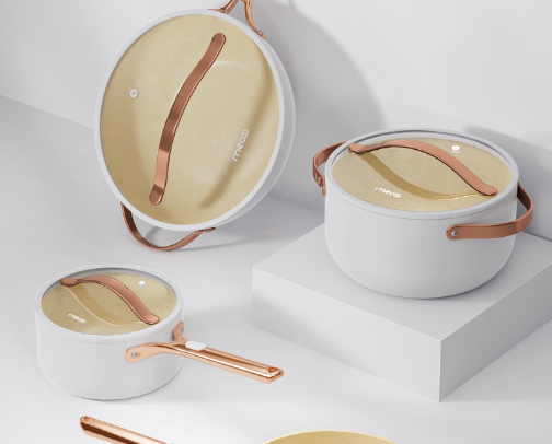 Mecco Most Aesthetic Premium Non-Stick Cookware Set 7PCS Granit cover photo collage