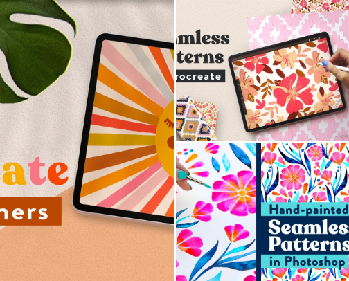 My favorite surface pattern design Skillshare classes cover photo collage