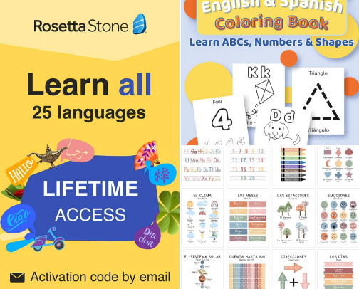 Beginner Essentials for Raising Bilingual Toddlers & Children (English + Spanish) cover photo collage