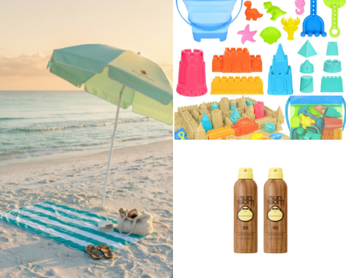 Beach Essentials That Make Family Beach Days Easier cover photo collage