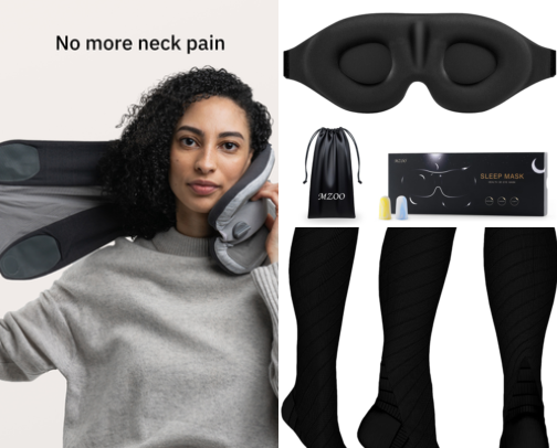 Long-Haul Flight Essentials: Carry-On Must-Haves for Long Flights cover photo collage