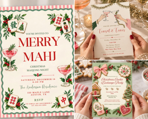 Christmas Party Invitations for Every Vibe cover photo collage