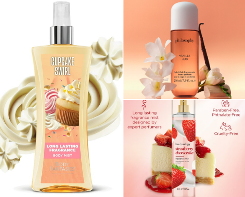 My favorite perfume/body mist recs cover photo collage