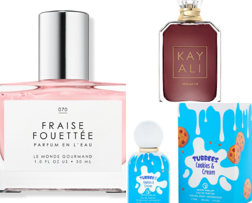 Gourmand perfumes cover photo collage