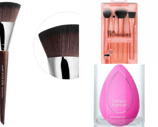 Makeup brushes cover photo collage