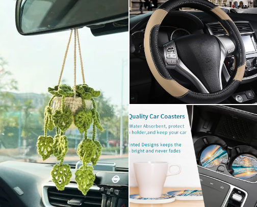 Cute & Aesthetic Car Accessories cover photo collage