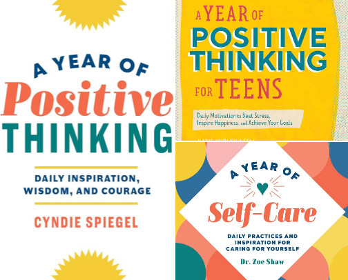 Reflection companions for A Year of Positive Thinking: Daily Inspiration, Wisdom, and Courage, A Guide to Transforming Your Mindset (A Year of Daily Reflections) cover photo collage
