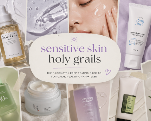 My sensitive skin holy grails cover photo collage